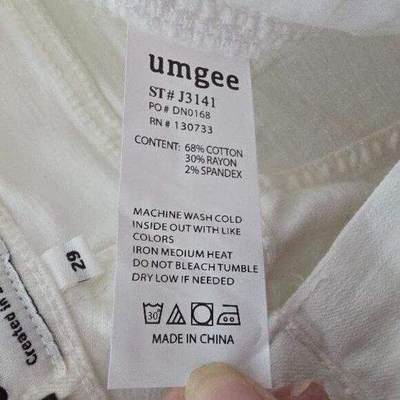 Umgee White Skinny Pants Jeans Size 29 Distressed Ripped Stretch Minimalist - Picture 9 of 11